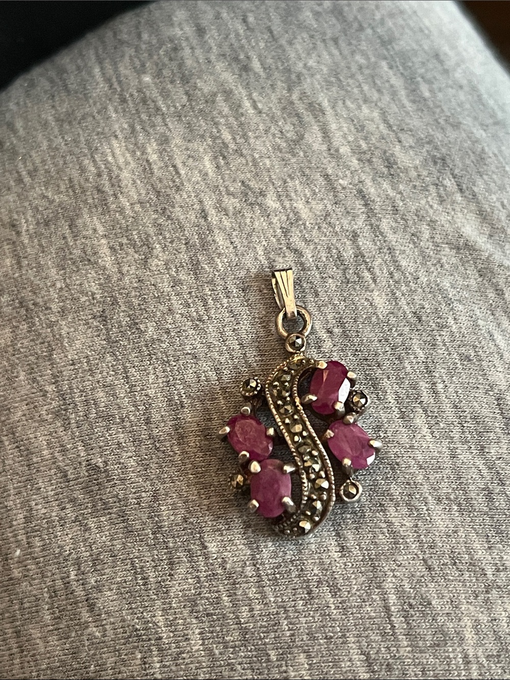 Rubies pendant silver w/ marcasites